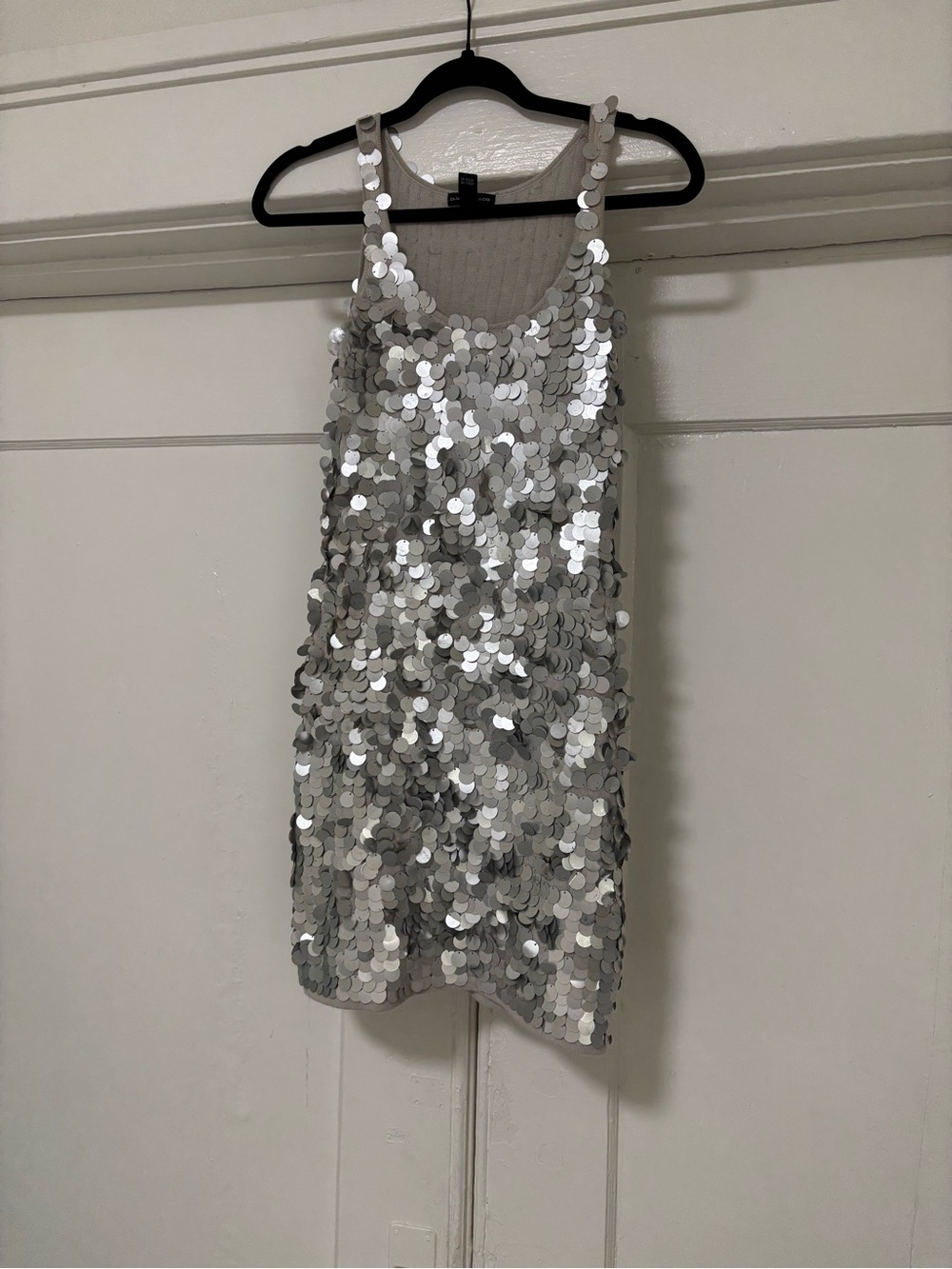 Club Monaco Silver Sequin Mini Dress